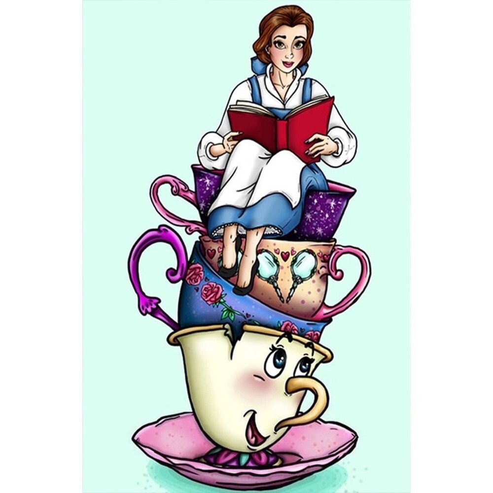 Belle In Teacups Diamond Art Kit (COMPLETE/NEW)